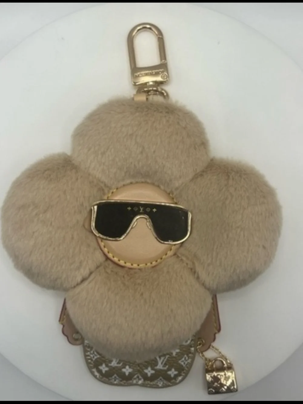 Lv Vivienne Flower Fur Bag Charm Keychain